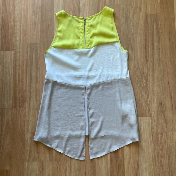 XXS BCBG Lucie Top colorblock open back with zipper yellow white gray - Picture 3 of 5